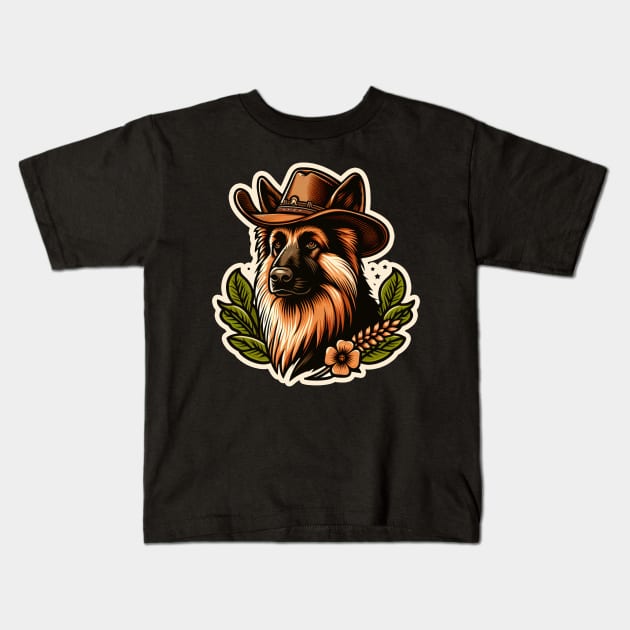 German Shepherd Cowboy Kids T-Shirt by k9-tee